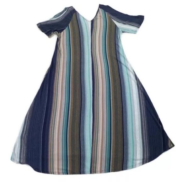 Soft Surroundings Serenity Stripe Cold Shoulder Asymmetric Midi Dress Women S - Picture 10 of 15